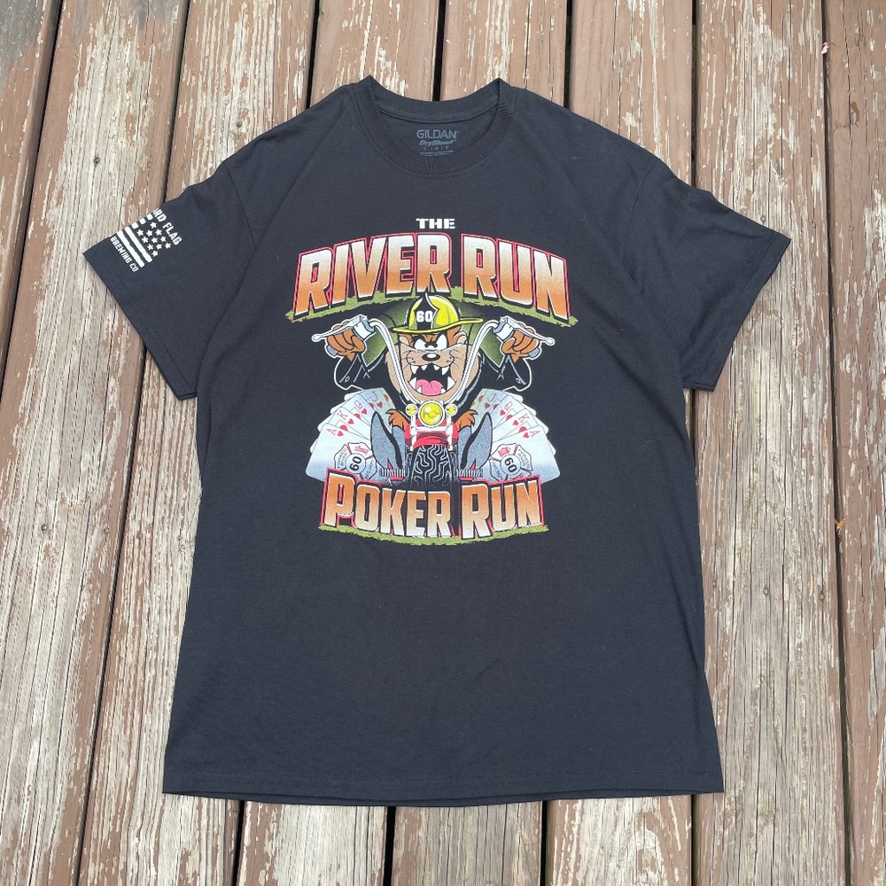 Vintage-Style River Run Poker Run Graphic T-Shirt